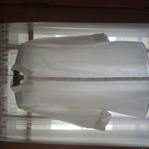 CHICO'S NO IRON WHITE LINEN BLOUSE 3/4 SLEEVES  SZ L